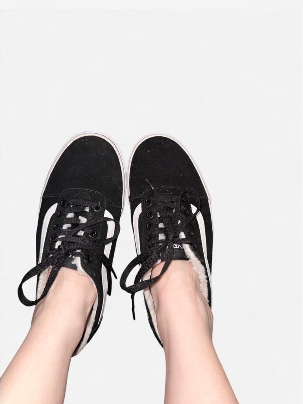 Vans Black and White Suede Low-Top Sneakers